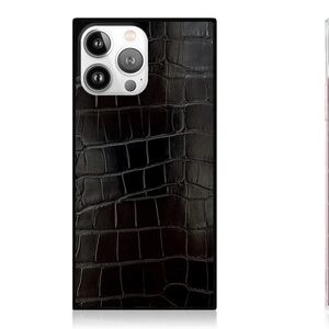 SQUARE® Black Crocodile Faux Leather iPhone Case Flaunt Iphone 14 Pro Max